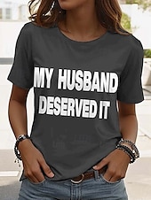 abordables T-shirt Humor &amp; Citations-Femmes T-shirt Graphique Lettre ancien Élégant Classique Manche Courte Col ras du cou Hauts Réguliers Quotidien Week-end Imprimé Noir Blanche Rose Claire Vert Véronèse Rouge Été Printemps Ridicule