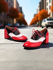 preiswerte 1950er Jahre-Zweifarbige Oxford-Schuhe mit Blockabsatz für Damen – Retro-Schnürschuhe in Mintgrün und Metallic für den Streetstyle im 50er-Jahre-Stil, Alltagsoutfits und legere Anlässe