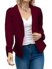 abordables Blazers et Costumes-Femmes Blazer Confortable Respirant Coupe ajustée Mode Moderne Uni Travail Quotidien Régulier Col Rabattu Coupe régulière manche longue Vêtements d&#039;extérieur Rose Claire Noir Blanche Printemps Automne