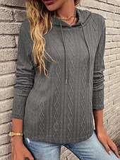 economico Top Semplici-Per donna Felpa con cappuccio Semplice Casual Manica Lunga Con Cappuccio Top Regolari Streetwear Abbigliamento Quotidiano Nero Vino Marrone Grigio Autunno Inverno