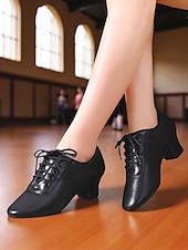 baratos Sapatos Para Dança de Salão &amp; Dança Moderna-Sapatos de dança brancos com cadarço para mulheres - calçados profissionais de salto baixo para prática de dança de salão, dança latina e jazz