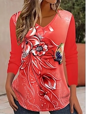 economico T-shirt Boho-Per donna Maglietta Floreale Grafico Geometrico Bohemien Vintage Tropicale Manica Corta Girocollo Top Regolari Quotidiano Uscire Weekend Stampato Giallo Rosso Blu Bianco sporco Grigio Estate Primavera