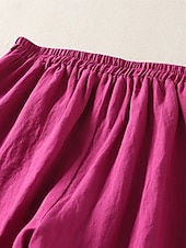 baratos Calça de linho de algodão simples-Mulheres Calças de linho de algodão chinês Estilo Étnico Básico Casual Comprimento total Cintura Alta Tecido Bolsos Com Cordão Conforto Exterior Com Stretch Férias Rua Diário Preto Branco fúcsia