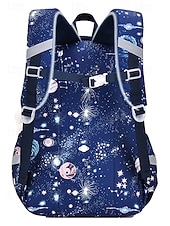abordables Kids &amp; Teen Backpacks-Kids Galaxy Print Backpack with Bunny Charm, Waterproof Large Capacity School Bag for Elementary Students and Daily Use