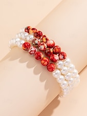 abordables Accesorios de Halloween-Conjunto de joyas de Halloween con gotas de sangre para mujer: gargantilla, pulsera y pendientes de perlas y cuentas rojas para fiestas de disfraces y eventos espeluznantes.