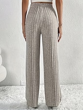cheap Wide Leg &amp; High Waisted-Women&#039;s Wide Leg Pants Trousers Palazzo Pants Fashion Streetwear Full Length High Waist Plain Elastic Waist Jacquard Breathability Comfortable Street Daily Wear Going out Light Grey Summer Spring