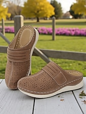 cheap Women's Clogs &amp; Mules-Women's Lightweight Perforated Mules – Breathable Slip-On Shoes for Walking, Travel and Daily Wear