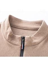 billiga Herrarnas Elite Tröjor &amp; Koftor-Herr Tröja Långärmad Hög hals Vår Höst Vinter Dagligen Dragkedja Lappverk Utomhus Semester Hem Svart Brun Khaki grön Topp t-shirt för män