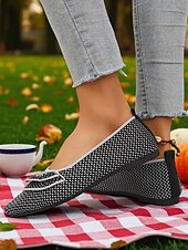 preiswerte Ballerinas für Damen-Orangefarbene Flyknit-Ballerinas für Damen – atmungsaktive Slipper mit spitzer Spitze und schwarzem Besatz für Halloween-Partys, Herbstpicknicks und den lässigen Alltag