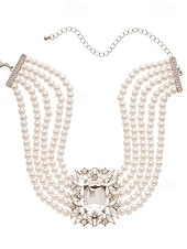 olcso Esküvő ACC-női gyöngyös strasszos ékszer - vintage ihletésű nyaklánc, karkötő és fülbevaló Gatsby partikra és esti eseményekre