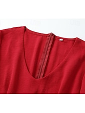 preiswerte Ausgefallene Kleider-Damen Minikleid Boho-Kleid Westernkleid Mode Klassisch Modern Outdoor Ferien Ausgehen Normale Passform Einfach Langarm V Ausschnitt Rote Sommer