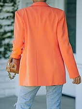 preiswerte Blazer &amp; Anzüge-Damen Blazer Bequem Atmungsaktiv Tasche Mode Modern Einfach Arbeit Täglich Regulär Umlegekragen Normale Passform Langarm Oberbekleidung Rosa Orange Grün Frühling Herbst