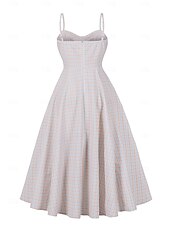 olcso Ruhák-Retró 1950-es Rockabilly Déli Flapper ruha Swing ruha Spagetti szíj Fit and Flare Zsebekkel Kockás Női Álarcos mulatság Vakáció Hétköznapi Retro témájú buli Felnőttek Ruha Tavaszi nyár