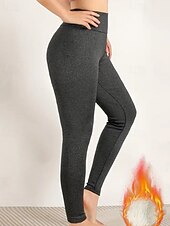 economico Leggings foderati in pile-Per donna Pantaloni in Pile Pantaloni Eleganti Leggings Streetwear Casual Lunghezza intera Naturale Semplice Elastico in vita Calore Termico Comodo Vacanza Uscire Nero grigio Grigio Grigio chiaro
