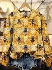 abordables Animaux Tops-Femmes Sweat-shirts Graphique Animal Occasionnel manche longue Col ras du cou Hauts Réguliers Rue Tenue Quotidienne Occasionnel Imprimé Jaune Bleu Violet Orange Vert Automne Hiver