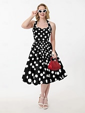 levne Šaty-Retro 50. léta Rockabilly Polední Šaty Houpací šaty Flare šaty S páskem Popruh na špagety Puntíkované A-Linie Dámské Karneval Denní nošení Čajový dýchánek Retro tematická párty Dospělí Šaty Jaro léto