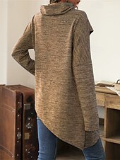 preiswerte Damen Einfache Oberteile-Damen Pullover Mode Täglich Lässig Einfarbig Gerippt Kapuze Gestrickt Langarm Normale Oberteile Stricken Täglich Ferien Ausgehen Schwarz Wein Herbst Winter