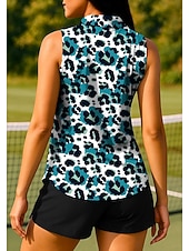 ieftine Cămașă pentru femei-Pentru femei Leopard Multicolor Tops Tricou sport Tricou POLO Cămașă de tenis Fără manșon Fermoar UPF50+ Rezistent la UV Înaltă Elasticitate Confortabil la umezeală Respirabil Tenis Alergat Pickleball