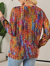 voordelige Kunst &amp; Design Tops-Dames Quarter Zipper Sweater Grafisch Abstract Casual Lange Mouwen Ronde Hals Reguliere Tops Street Dagelijks Gebruik Half Print Rood Blauw Paars Groen Herfst Winter