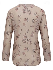 abordables Tops bohèmes-Femmes Chemisier occidental Chemisier Hauts en mousseline de soie Fleuri Bohème ancien Boho manche longue Col en V Hauts Réguliers Quotidien Fête À lacets Imprimé Kaki Été