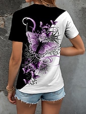 abordables T-shirt Animaux-Femmes T-shirt Graphique Animal Géométrique ancien Mode Élégant Manche Courte Col ras du cou Col rond Hauts Réguliers Quotidien Week-end Imprimé Noir + Blanc + Gris Jaune Rouge Bleu Violet Ét