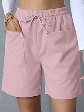 ieftine Pantaloni scurti-Pentru femei chinez Pantaloni Scurți De Bază Casual Scurt Talie Înaltă Simplu Buzunar Curea elastică Confortabil Απαλό Comfortabil Strech În aer liber Stradă Caisă Alb Roz Îmbujorat Albastru piscină