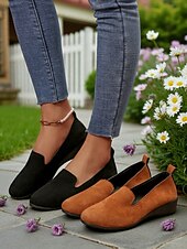 preiswerte Damenhausschuhe und -halbschuhe-Damen-Slipper aus Wildlederimitat – bequeme Freizeit-Loafer zum Spazierengehen, Einkaufen und für Gartenaktivitäten im Freien