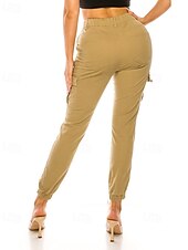 cheap Women&#039;s Cargo Pants-Women&#039;s Cargo Pants Slacks Streetwear Casual Full Length Natural Plain Pocket Soft Holiday Weekend Dark Yellow claret Forest Green Camel Fall Regular Fit