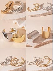 levne Dámský náramek-Dámská párty sada náramků - stylové pozlacené a postříbřené manžetové a řetízkové náramky, módní šperk pro ženy, ideální na koktejlové a večerní večírky