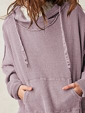 economico Felpe e Sweatshirt Texturizzati-Per donna Felpa con cappuccio Semplice Moderno Casual Manica Lunga Con Cappuccio Top Regolari Ferie Uscire Tasca Nero Blu Viola Marrone Beige Autunno