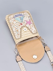 economico Borse a Tracolla-Borsa a tracolla con perline da donna con design a farfalla colorata, stile bohémien, borsa a tracolla casual e da viaggio per donna, perfetta per spiaggia, vacanze e gite estive