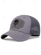 preiswerte Herrenhüte-Taktische Baseballkappe mit Totenkopf-Stickerei für Herren – verstellbare Netzrückseite, Camouflage-Stil, lässige Outdoor-Sportmütze für Halloween-Partys und den Alltag