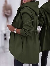 billiga Kappor och trenchcoats-Dam Hoodiejacka Bekväm Andningsfunktion Dragkedja Ficka Mode Ledigt Slät Semester Gata Ledigt Dagliga kläder Dragkedja Normal Huva Normal Långärmad Ytterkläder Svart Armégrön Beige Vår Höst