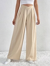 economico gamba larga e vita alta-Per donna Gamba larga Pantaloni Streetwear Casual Lungo Vita Alta Semplice Traspirabilità Morbido Micro-elastico Vacanza Streetwear Abbigliamento quotidiano Nero Rosa Blu chiaro Albicocca Autunno