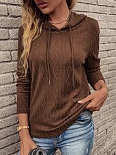 economico Top Semplici-Per donna Felpa con cappuccio Semplice Casual Manica Lunga Con Cappuccio Top Regolari Streetwear Abbigliamento Quotidiano Nero Vino Marrone Grigio Autunno Inverno