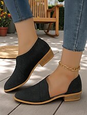 abordables Chaussures sans lacet et mocassins femme-Femmes Slip-Ons Quotidien Petit talon Bout Rond Occasionnel Minimalisme Faux Cuir Mocassin Noir Bleu Marron