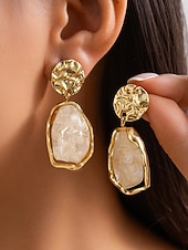 olcso Női fülbevaló-női szabálytalan alakú, gyantás csepp alakú fülbevalók – texturált aranyötvözetből készült, mutatós ékszerek partikra, esküvőkre és hétköznapi, sikkes viseletre