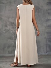 economico Vestito Semplice-Per donna Abito maxi Abito a trapezio Abito Estivo Casual Quotidiano Vestibilità regolare Semplice Senza Maniche Scollo a V Nero Bianco Viola chiaro Verde Estate