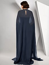 abordables BLEU-Robe à fleurs brodée, robe cape, robe fourreau/colonne, robe de soirée, crêpe extensible, robe élégante, robe de mariée formelle, longueur au sol, sans manches, sans bretelles, 2025