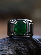 ieftine Bijuterii pentru bărbați-Inel bărbătesc negru din aliaj cu piatră prețioasă pătrată neagră – inel elegant și elegant pentru ținute casual și de seară