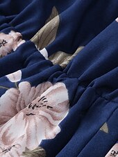 ieftine Rochii-Pentru femei Mărime Plus Rochie casual Floral În V Manșon scurt Vară Primăvară Elegant Modă Modern Casual Rochii Midi Zilnic Concediu Rochie
