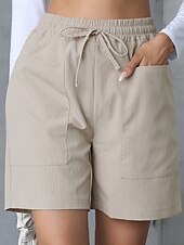 ieftine Pantaloni scurti-Pentru femei chinez Pantaloni Scurți De Bază Casual Scurt Talie Înaltă Simplu Buzunar Curea elastică Confortabil Απαλό Comfortabil Strech În aer liber Stradă Caisă Alb Roz Îmbujorat Albastru piscină