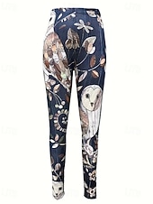 baratos Animais Impressão-Mulheres Leggings Férias Vintage Estilo Étnico Mimolet Cintura Alta Floral Gráfico Pássaro Impressão 3D Secagem Rápida Respirabilidade Macio Com Stretch Diário Casa Ao ar livre Bronzeado Preto Outono