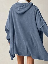 economico Felpe e Sweatshirt Texturizzati-Per donna Felpa con cappuccio Semplice Moderno Casual Manica Lunga Con Cappuccio Top Regolari Ferie Uscire Tasca Nero Blu Viola Marrone Beige Autunno