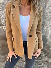 economico Cappotti Invernali-Per donna Cappotto Invernale Giacca Casual Caldo Confortevole Tasca Bottoni Casual Semplice Uscire Casual Quotidiano Monopetto Regolare Collo ripiegato Vestibilità regolare Manica Lunga Capispalla