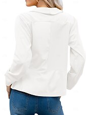 abordables Blazers et Costumes-Femmes Blazer Confortable Respirant Coupe ajustée Mode Moderne Uni Travail Quotidien Régulier Col Rabattu Coupe régulière manche longue Vêtements d&#039;extérieur Rose Claire Noir Blanche Printemps Automne