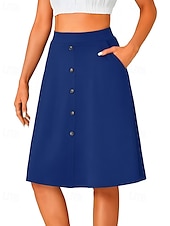 abordables Jupes unies-Femmes Jupe Occasionnel Au-dessus du genou Taille Basse Jupes Uni Avec Poches Micro-Élastique Vacances Rue Noir Rouge Bleu Marron Automne Polyester