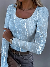 Недорогие Искусство и Дизайн футболка-Футболка для женщин с длинным рукавом рубчик графика квадратный вырез длинный рукав повседневный омбре абстракция винтажный стильный классика обычные топы повседневный принт синий фиолетовый золотой