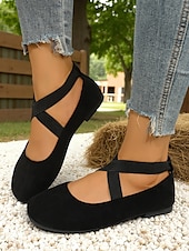 ieftine Pantofi Joși de Damă-Pantofi sport pentru femei cu vârf lat și baretă încrucișată – pantofi casual confortabili pentru purtare zilnică, picnicuri în grădină și weekenduri la fermă