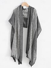 cheap Men&#039;s Ties &amp; Bow Ties-Men&#039;s Striped Cotton Scarf – Lightweight Soft Fringed Wrap for Fall &amp; Winter, Casual Vintage Style Shawl for Travel, Daily Wear &amp; Outdoor Activities